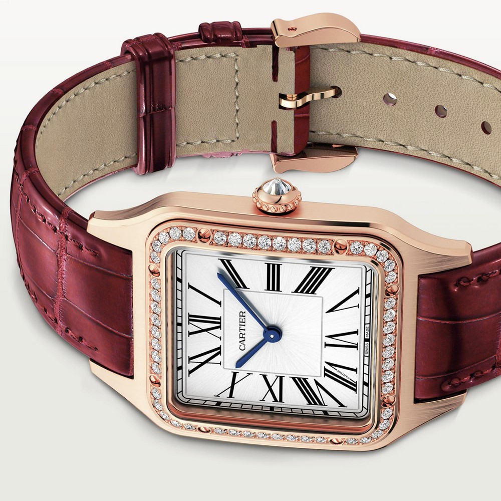 Đồng Hồ Cartier Santos-Dumont Large Watch Nữ Đỏ Vàng Hồng